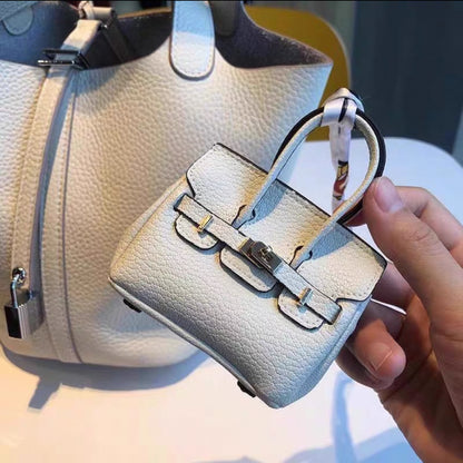 Mini Top Handle Lock Bag Charm Keychain