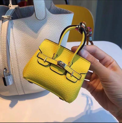 Mini Top Handle Lock Bag Charm Keychain