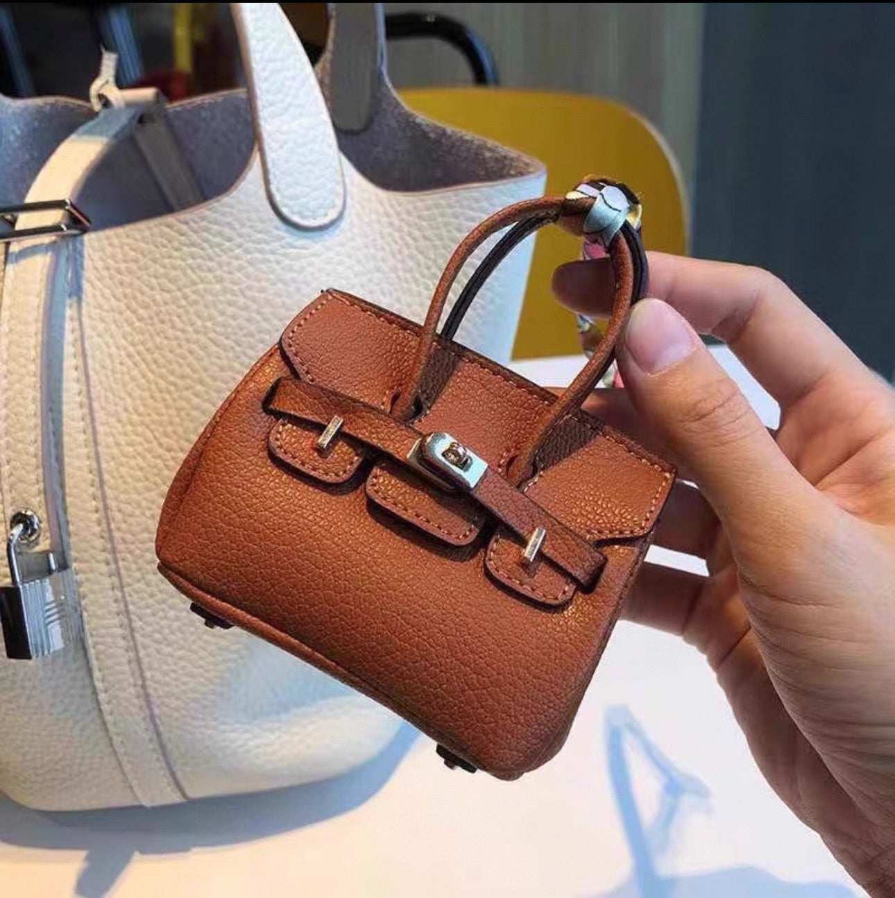 Luxury Mini Birkin-Inspired Keychain 10.5cm – Handbag Charm Gift for Purse Lovers