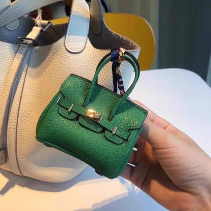 Mini Top Handle Lock Bag Charm Keychain