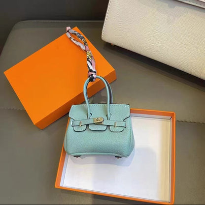 Mini Top Handle Lock Bag Charm Keychain