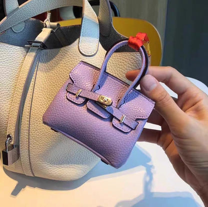Mini Top Handle Lock Bag Charm Keychain
