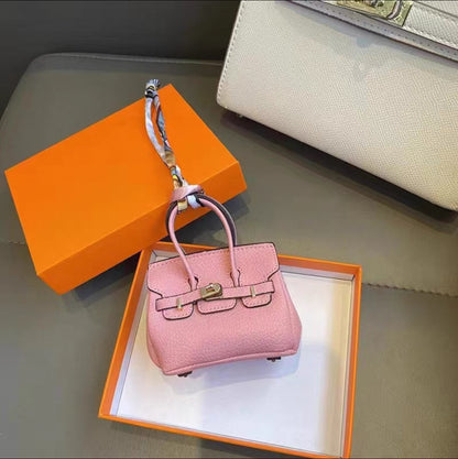Mini Top Handle Lock Bag Charm Keychain