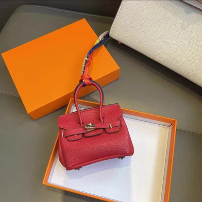Mini Top Handle Lock Bag Charm Keychain