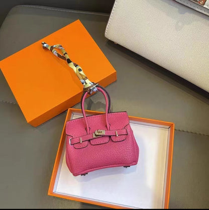 Mini Top Handle Lock Bag Charm Keychain