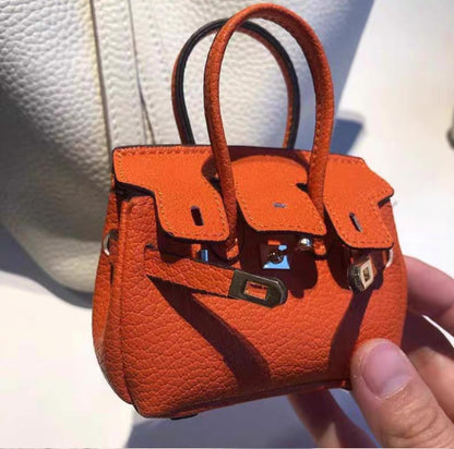 Mini Top Handle Lock Bag Charm Keychain