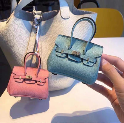 Mini Top Handle Lock Bag Charm Keychain