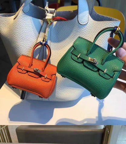 Mini Top Handle Lock Bag Charm Keychain