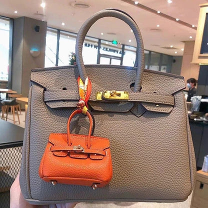 Mini Top Handle Lock Bag Charm Keychain