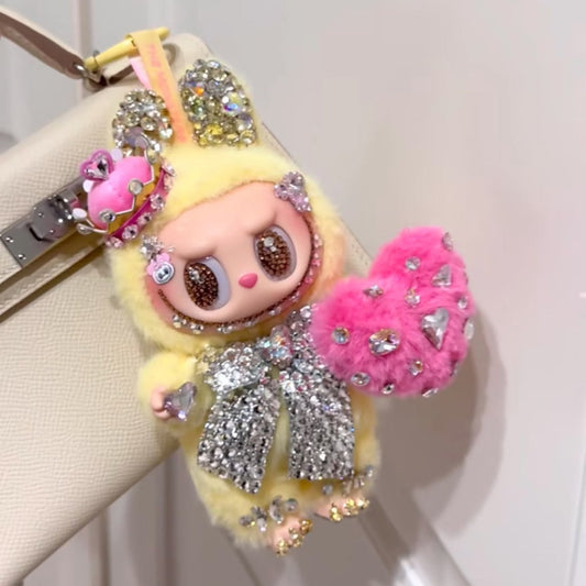 Authentic Pop Mart Labubu Let's Check Mate Vinyl Plush Customized with Swarovski Crystals – Handmade Collectible