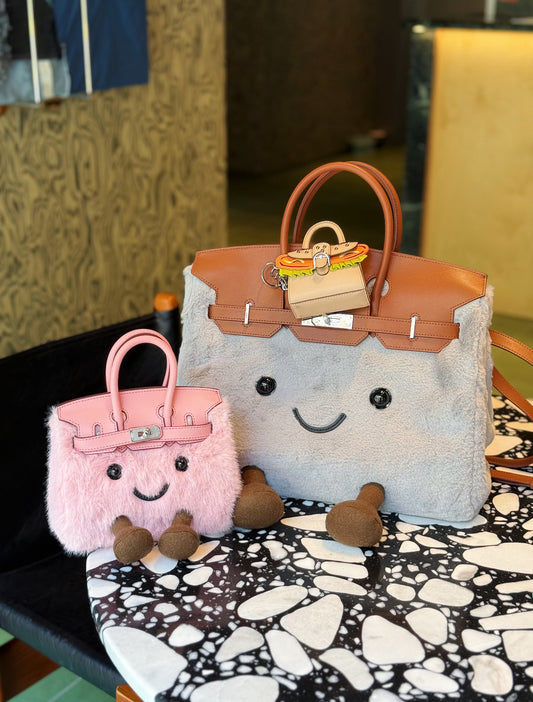 [New] Designer Inspired Jellycat Birkin H Bag Collection Grey