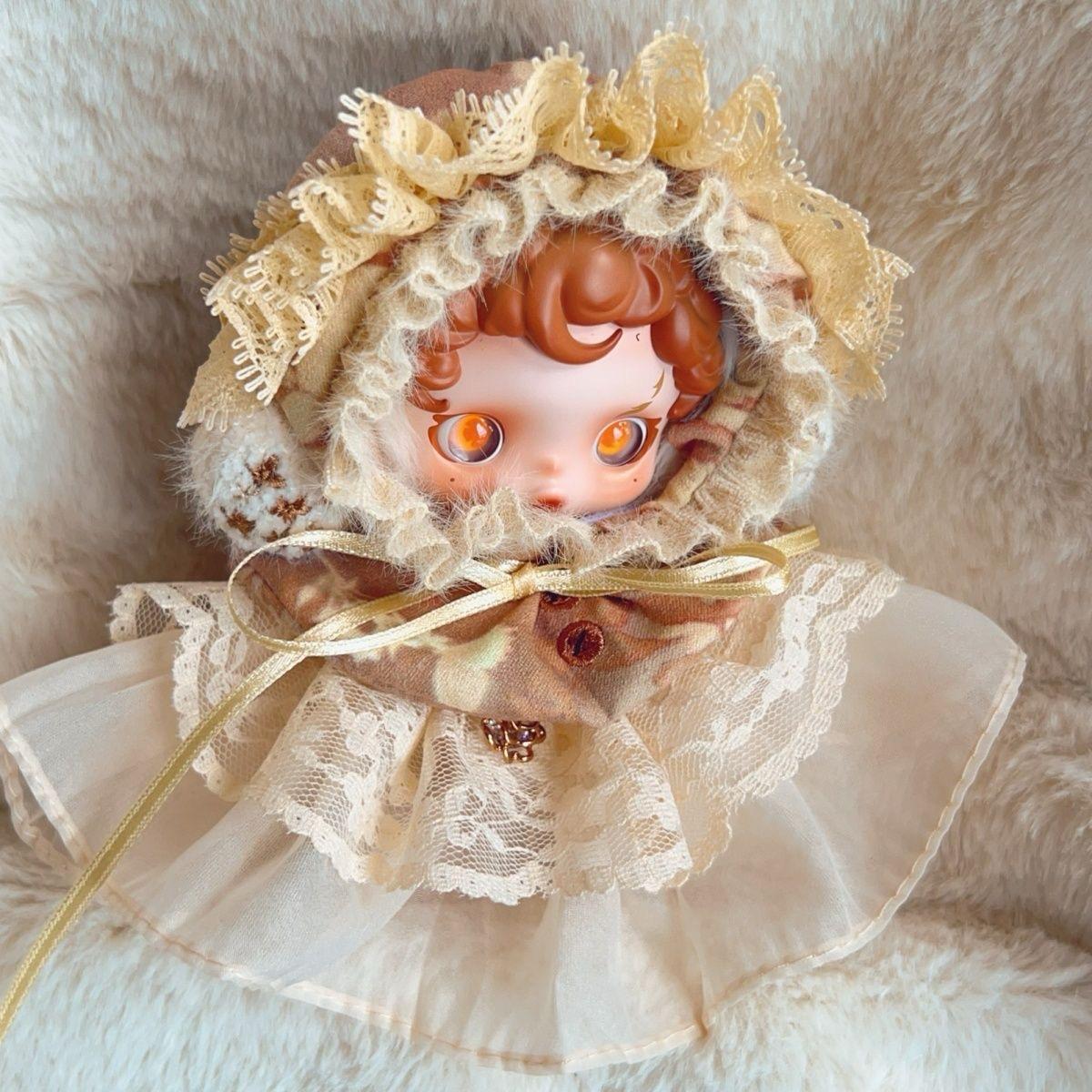 Skullpanda Victorian Dream Bloom – Handmade Lace Bonnet Dress | Fits Skullpanda Dolls (Pop Mart)