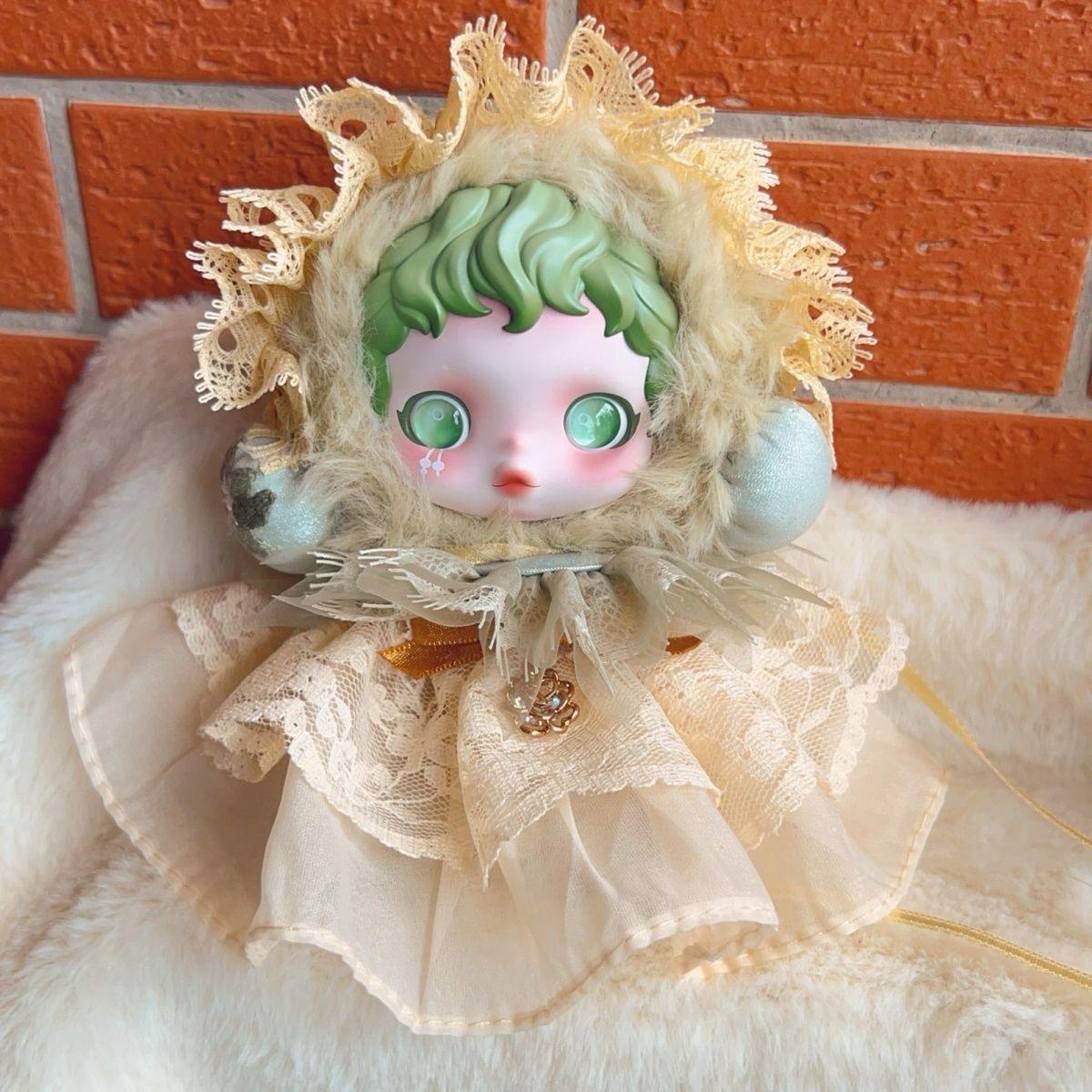 Skullpanda Victorian Dream Bloom – Handmade Lace Bonnet Dress | Fits Skullpanda Dolls (Pop Mart)