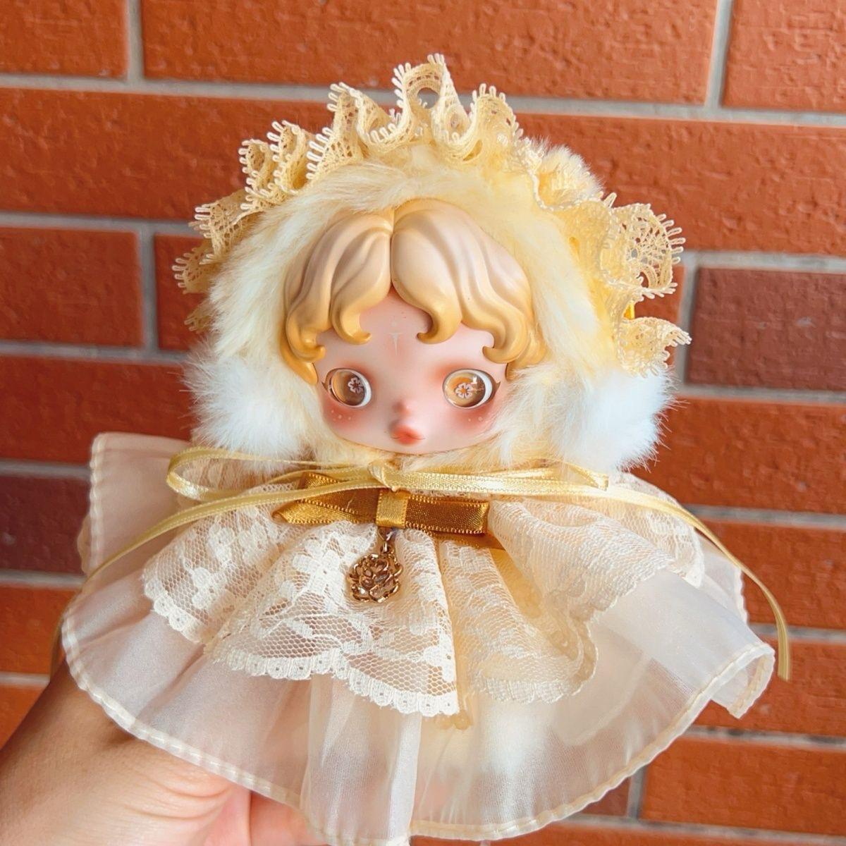 Skullpanda Victorian Dream Bloom – Handmade Lace Bonnet Dress | Fits Skullpanda Dolls (Pop Mart)