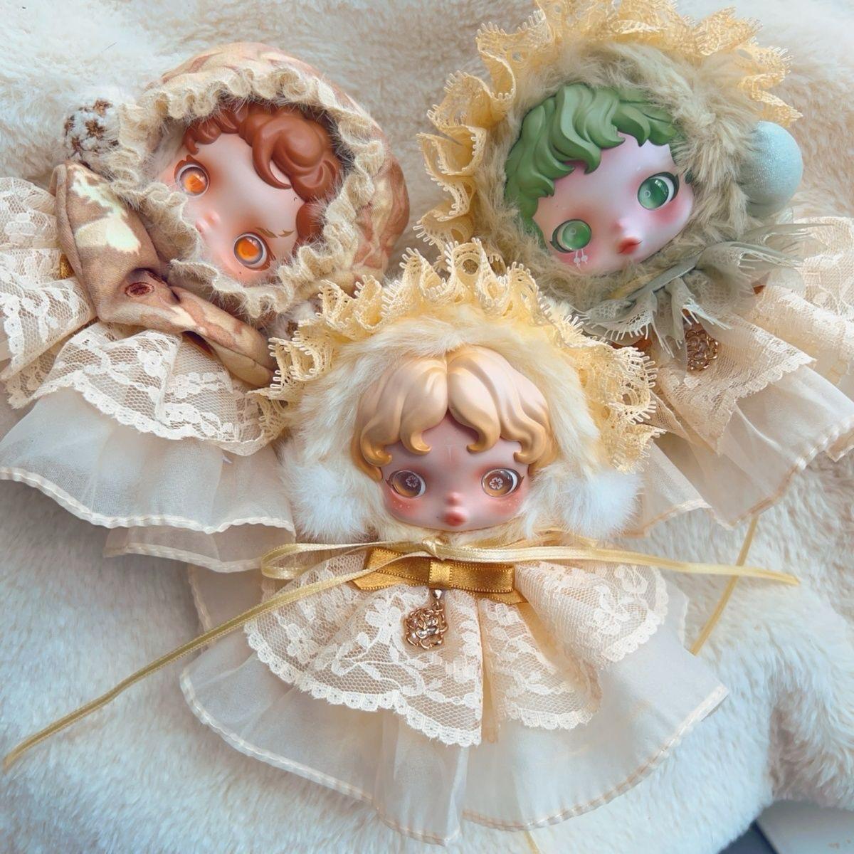 Skullpanda Victorian Dream Bloom – Handmade Lace Bonnet Dress | Fits Skullpanda Dolls (Pop Mart)