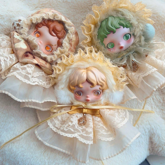 Skullpanda Victorian Dream Bloom – Handmade Lace Bonnet Dress | Fits Skullpanda Dolls (Pop Mart)
