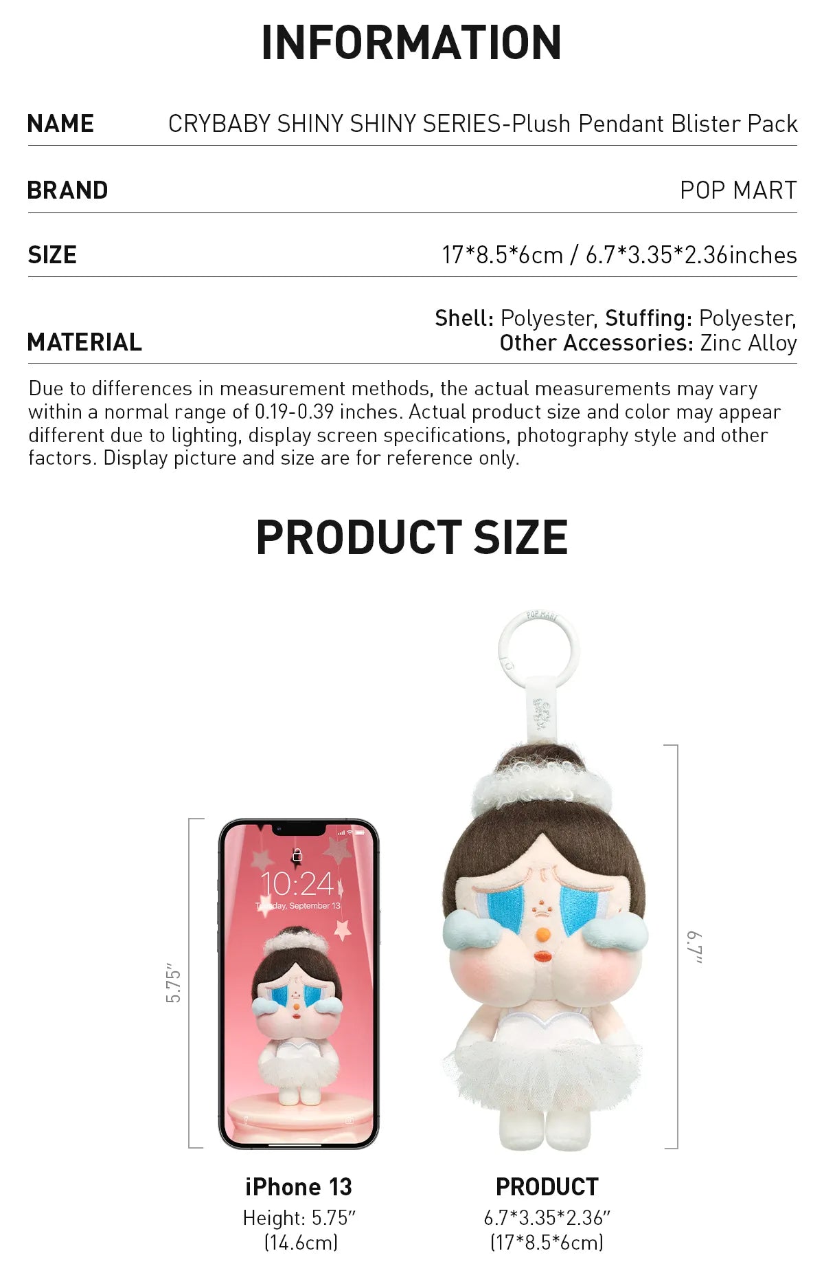 CRYBABY SHINY SHINY SERIES - Plush Pendant Blister Pack