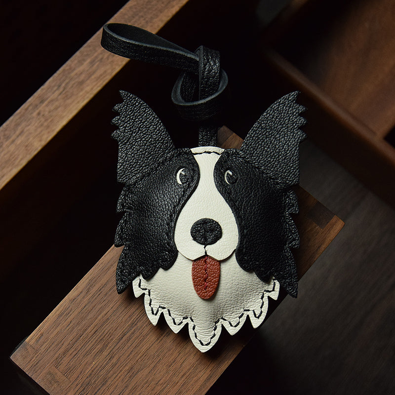 Border Collie Handmade Leather Charm