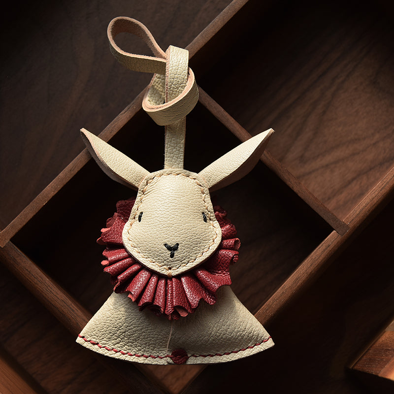 Bunny with Ruffled Collar Handmade Leather Charm