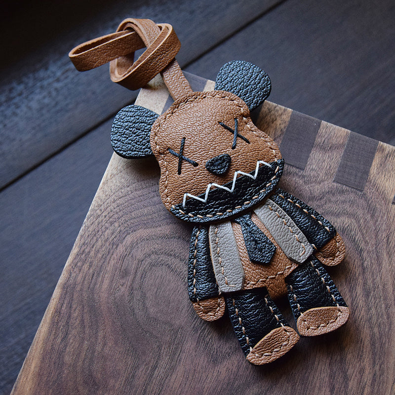 Double X Bear Handmade Leather Charm