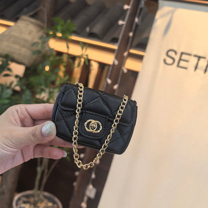 Mini Quilted Flap Bag Charm Keychain