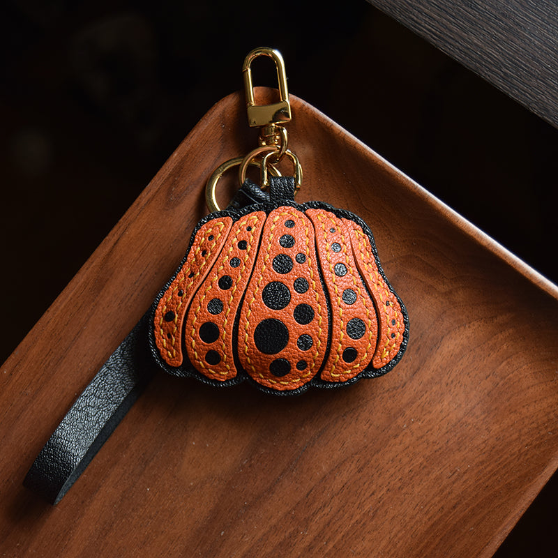 Polka Pumpkin  Handmade Leather Charm