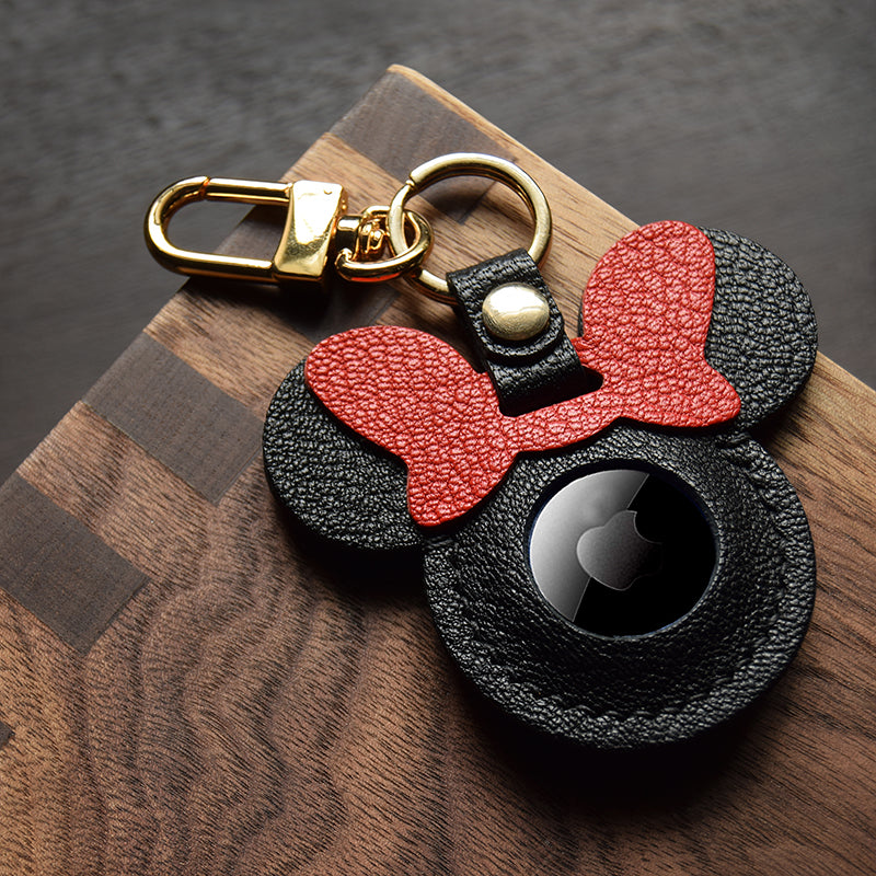 Bow Ears Handmade Leather AirTag Charm