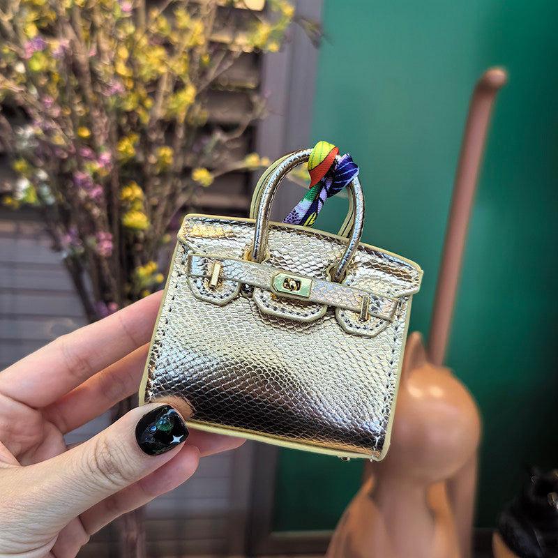 Mini Python Skin Bag Charm Keychain