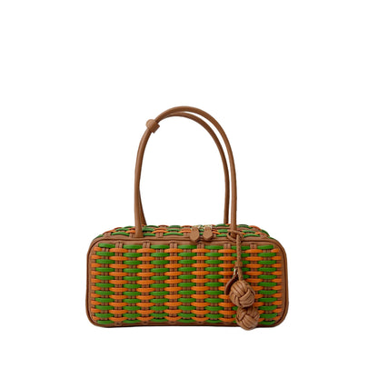 Hibiscus Sunset Weave Tote Leather Bag