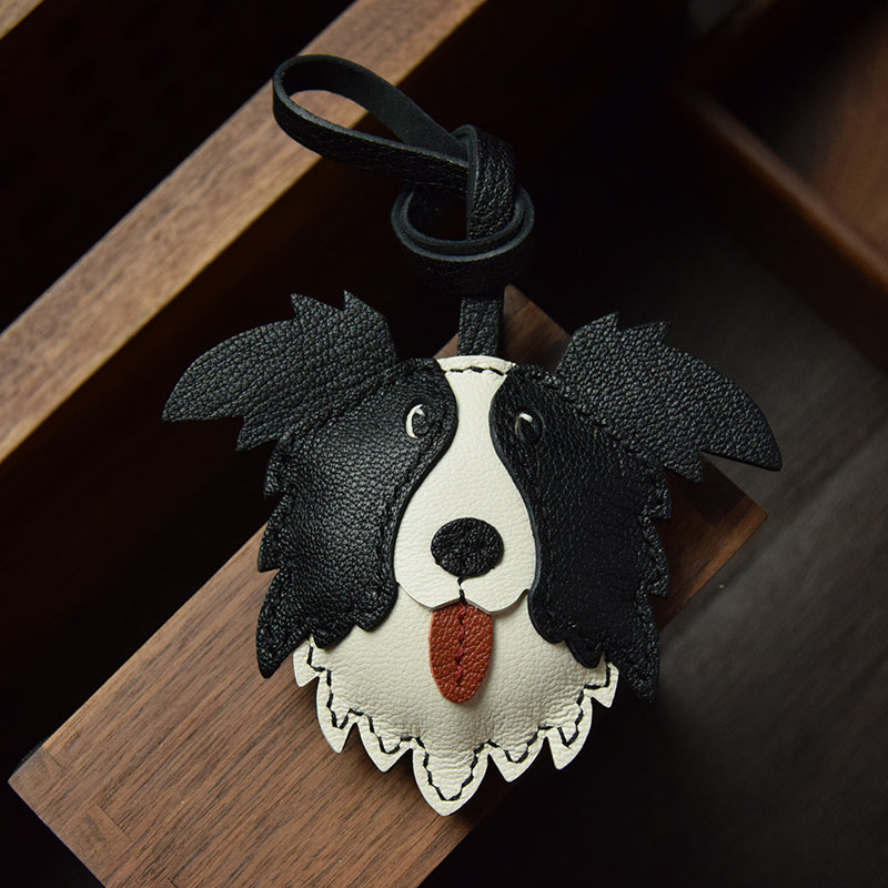 Border Collie Handmade Leather Charm