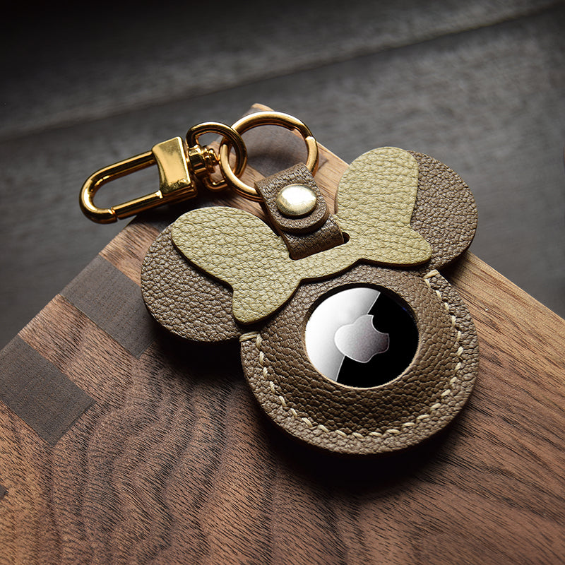 Bow Ears Handmade Leather AirTag Charm