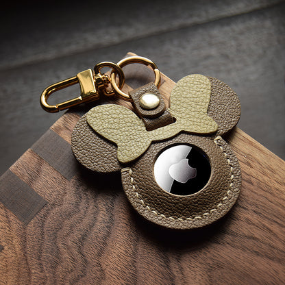 Bow Ears Handmade Leather AirTag Charm