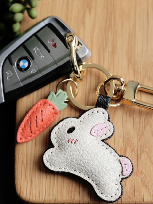 Carrot Chase Bunny Handmade Leather Charm
