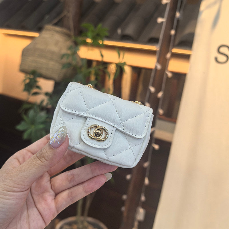 Mini Quilted Flap Bag Charm Keychain