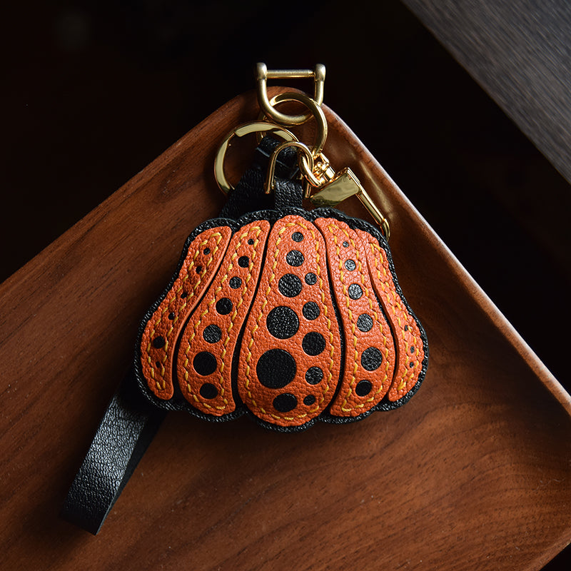 Polka Pumpkin  Handmade Leather Charm