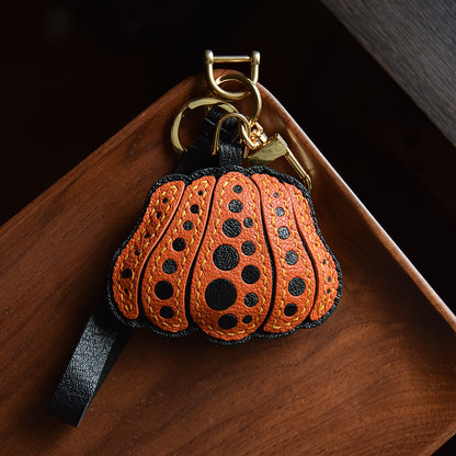 Polka Pumpkin Handmade Leather Charm