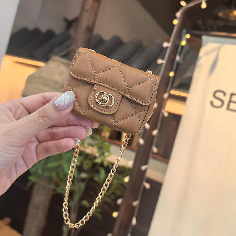 Mini Quilted Flap Bag Charm Keychain