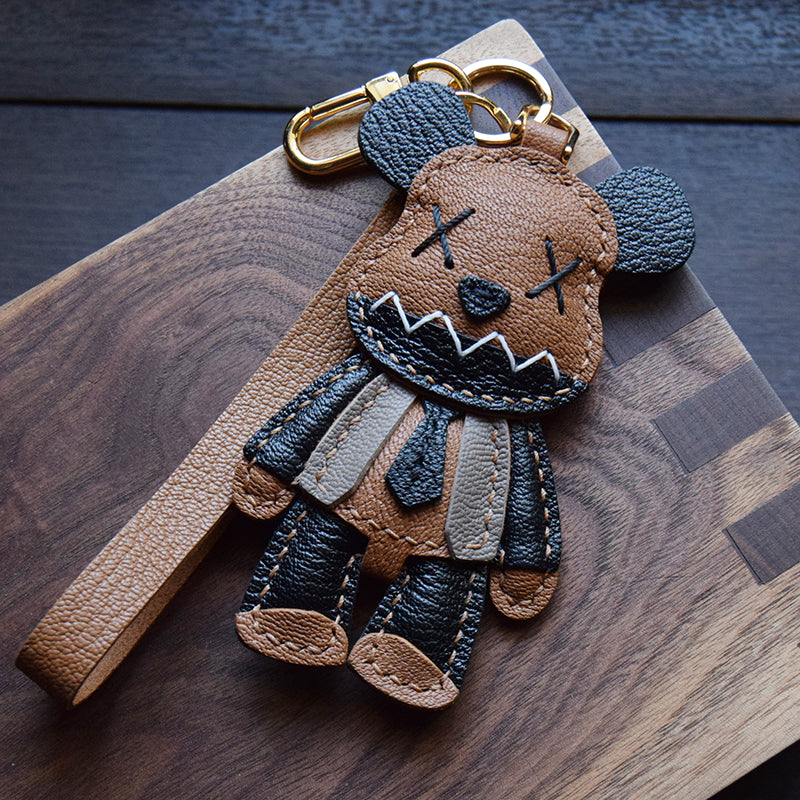 Double X Bear Handmade Leather Charm