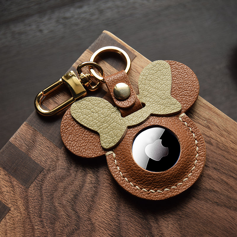 Bow Ears Handmade Leather AirTag Charm