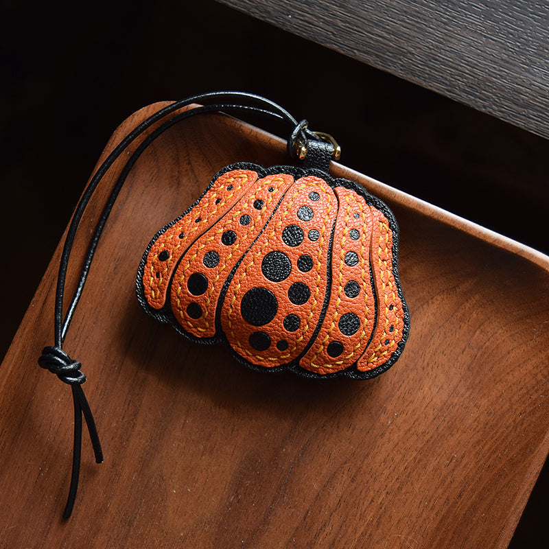 Polka Pumpkin  Handmade Leather Charm