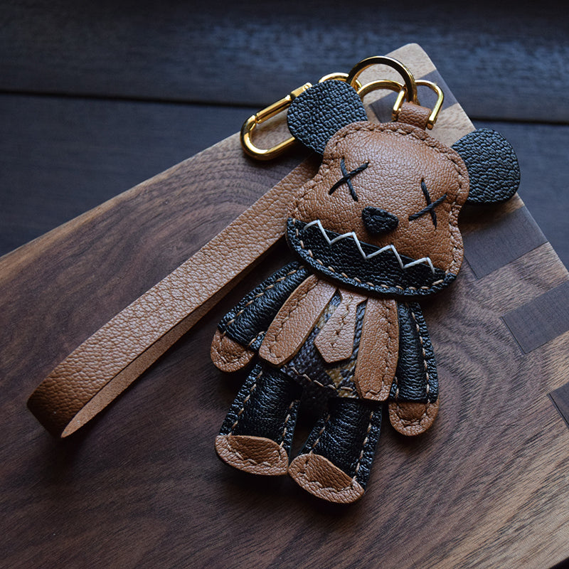 Double X Bear Handmade Leather Charm