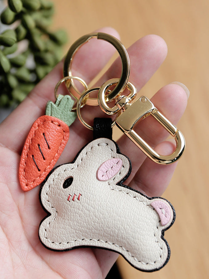 Carrot Chase Bunny Handmade Leather Charm