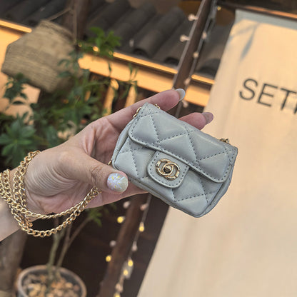 Mini Quilted Flap Bag Charm Keychain