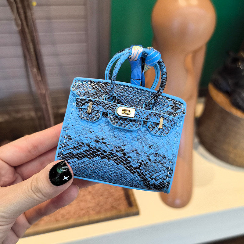 Mini Python Skin Bag Charm Keychain