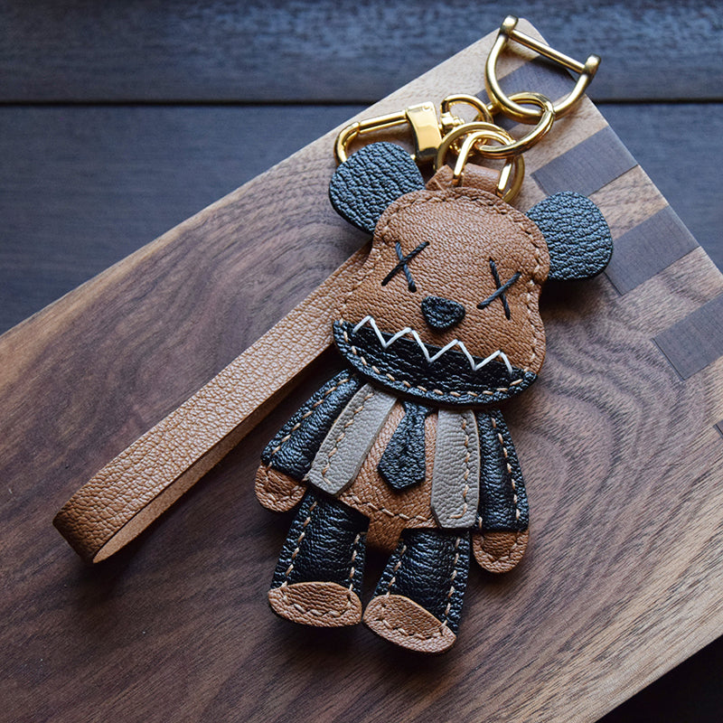 Double X Bear Handmade Leather Charm