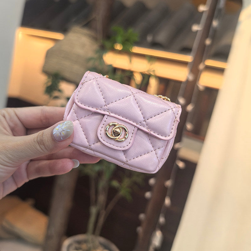 Mini Quilted Flap Bag Charm Keychain