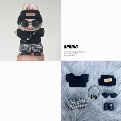 Black Check Streetwear Outfit Set – Labubu Urban Gamer Look