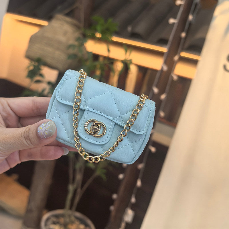 Mini Quilted Flap Bag Charm Keychain