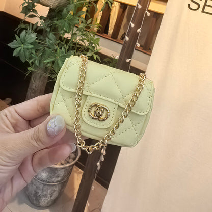 Mini Quilted Flap Bag Charm Keychain