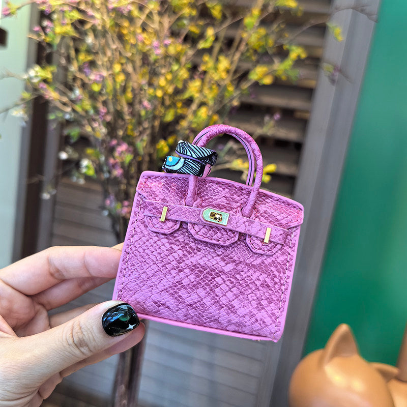 Mini Python Skin Bag Charm Keychain